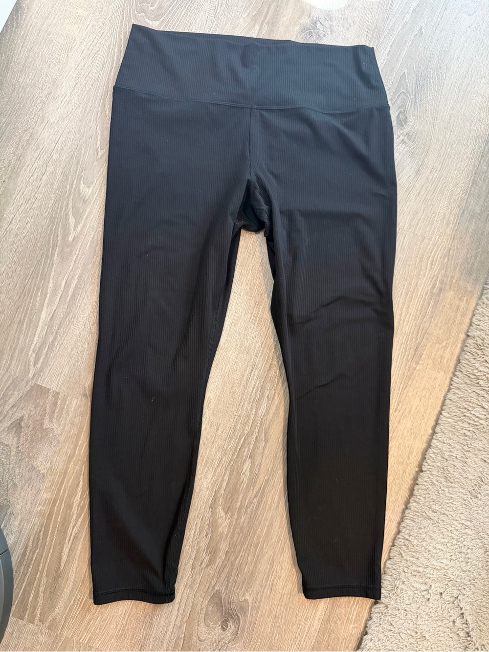 Athleta Black Ribbed High-Waist  Leggings
